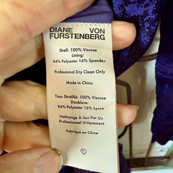 Diane von Furstenberg Purple Jacquard Wrap Dress M – Iconic DVF - Picture 10 of 10